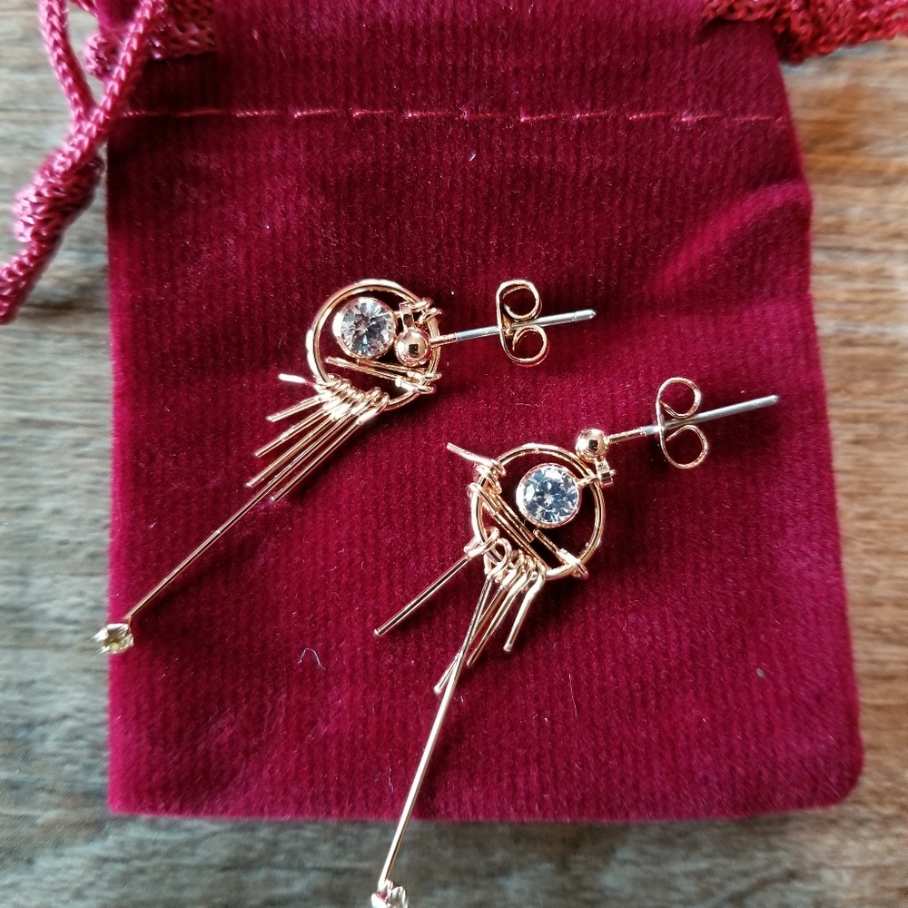 Glitzy Rose Goldtone Earings